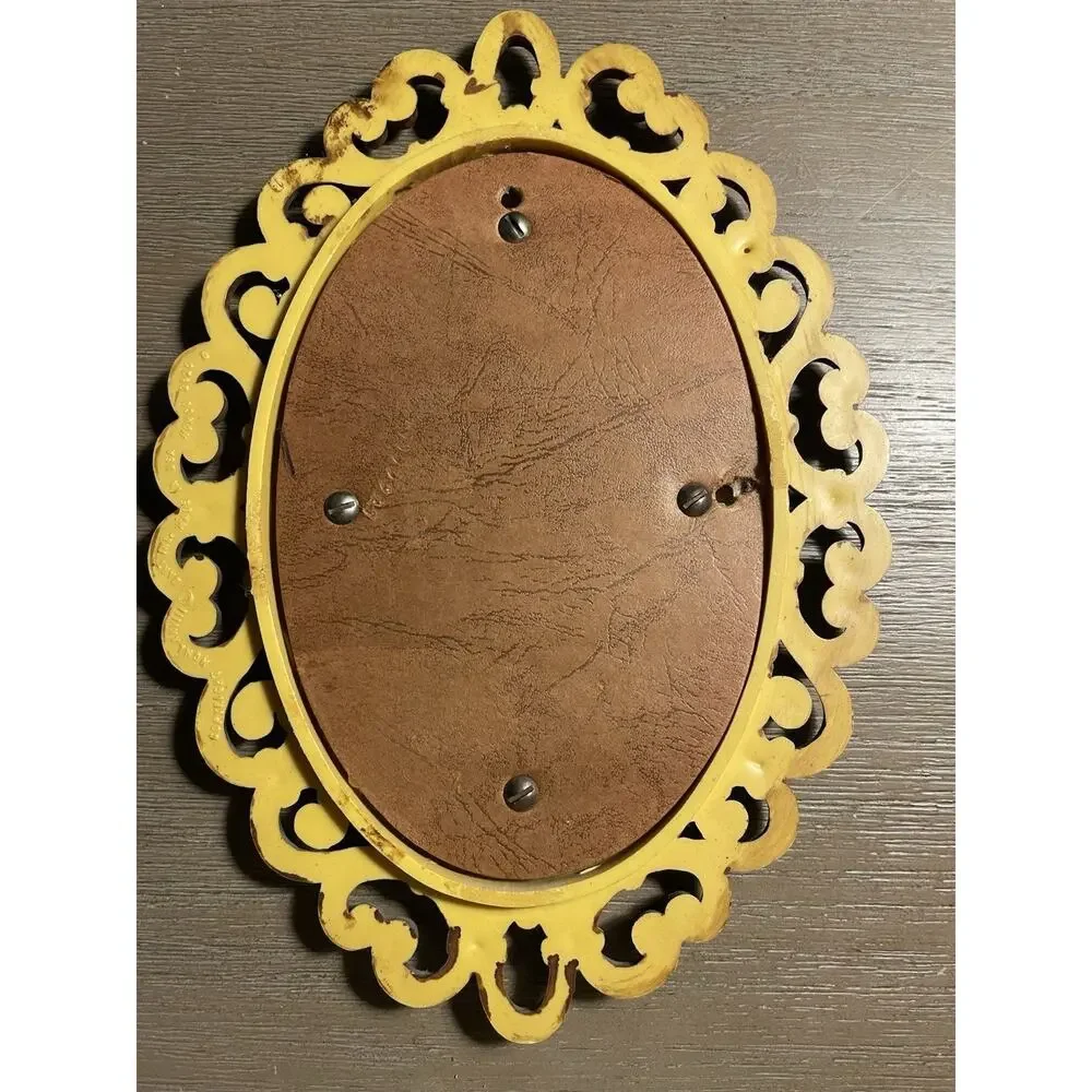Vintage 1978 HOMCO 2615-D Oval Wall Mirror Ornate Gold Faux Wood USA 9.5”